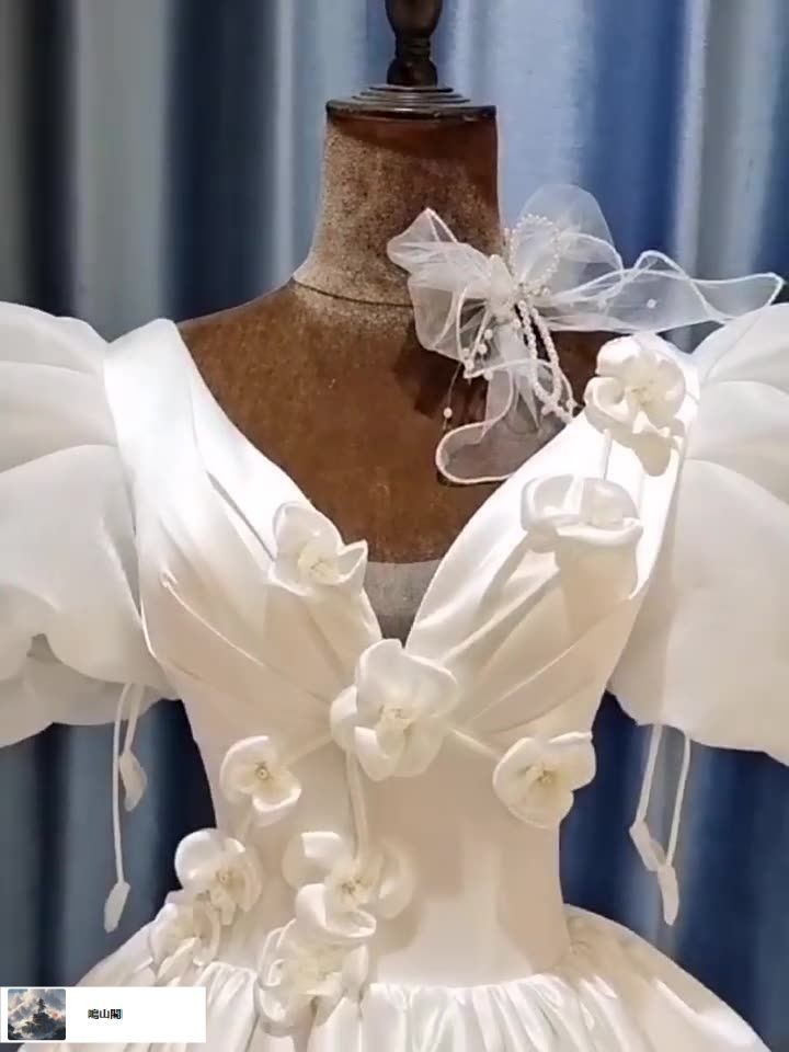 ヘプバーン風レトロ上品 小柄花嫁向けウェディングドレス-8.17LYC680夏の新生活