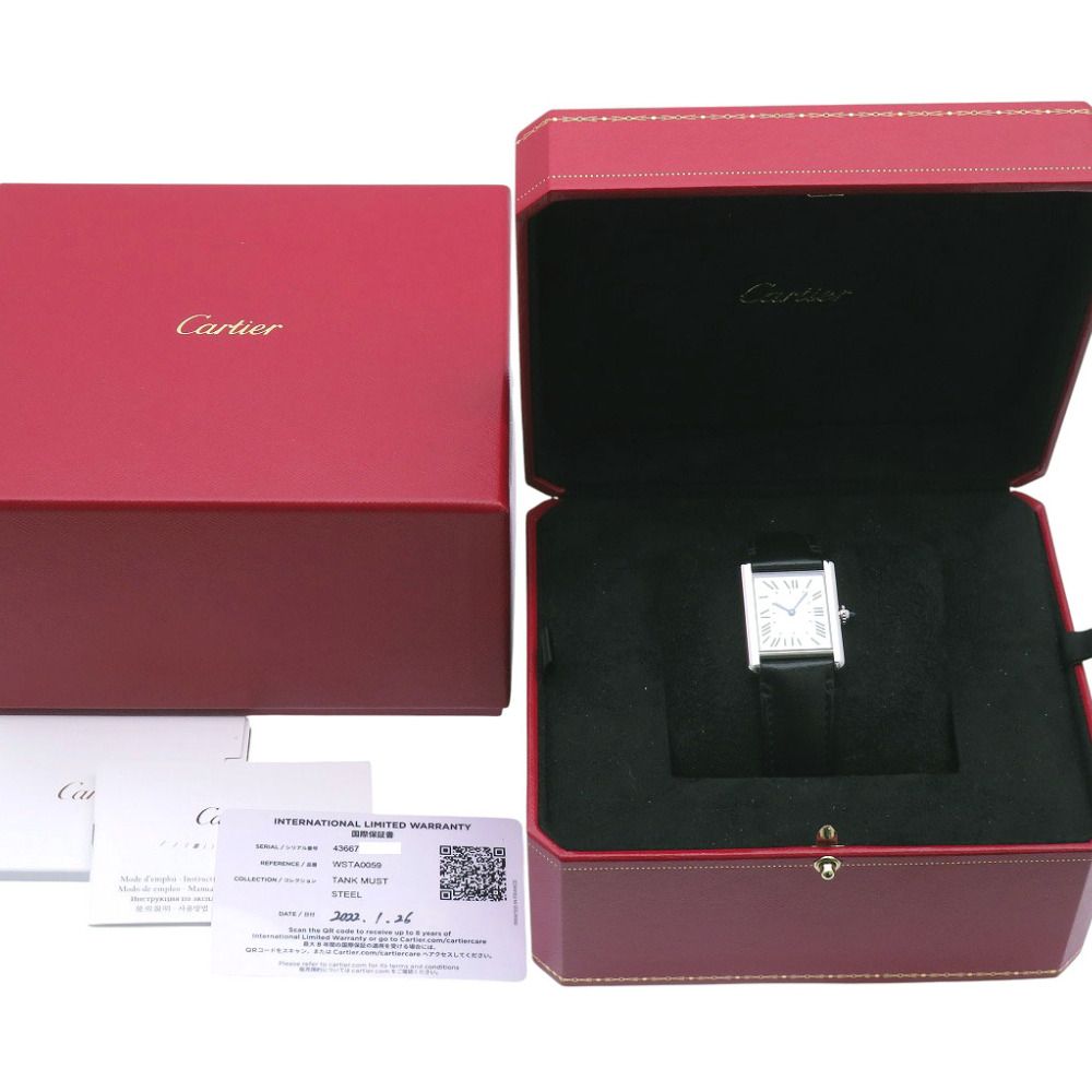 美品 カルティエ タンクマスト LM WSTA0059 ソーラークオーツ 腕時計  