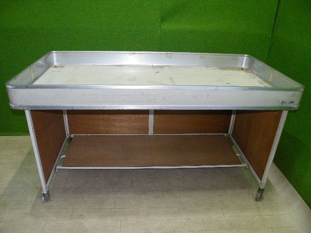 【汚れ・キズ有り】KAWAJUN製 W150cm 折りたたみ平台ワゴン キャスター付き W150cm×D75cm■陳列・セール・催事■I-205 汚れ・キズ有り・現状品】KAWAJUN製 W150cm 折りたたみ平台ワゴン