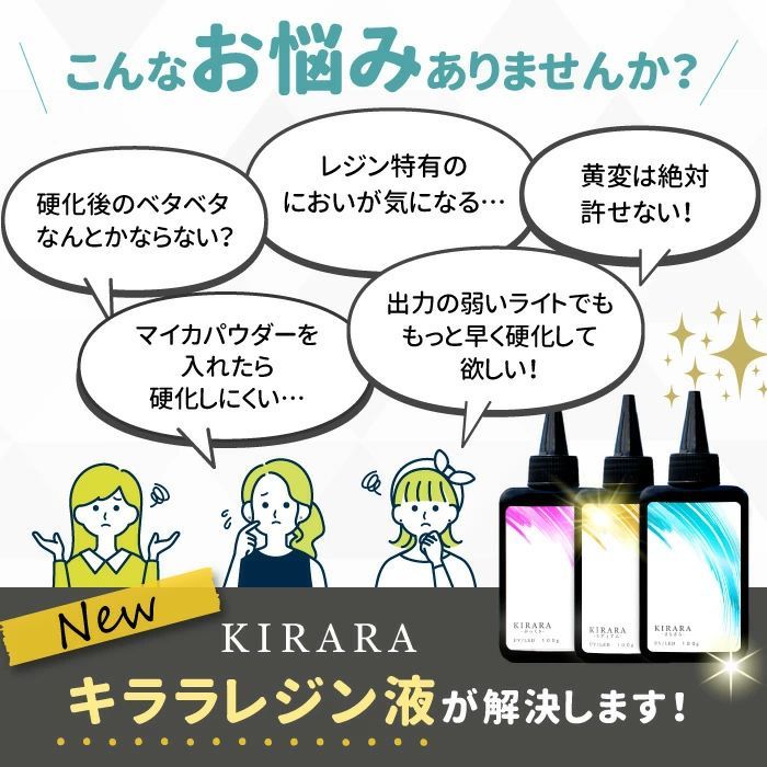 LID KIRARA 3本セット 100g × 3本＆調色スティック付き 】キララ UVレジン液100g