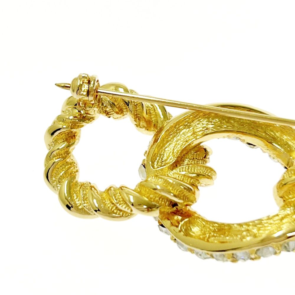 Christian Dior ツイスト ラインストーン ブローチ 希少 Christian