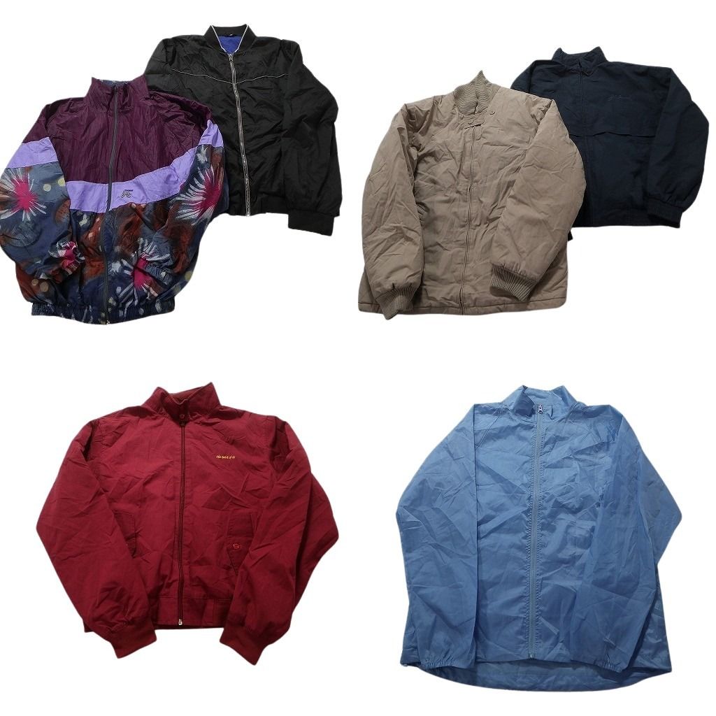 古着卸 まとめ売り フルジップ ジャケット 6枚セット (メンズ M /L ) カラー ワーク系 ワンポイントロゴ 柄 MX0014