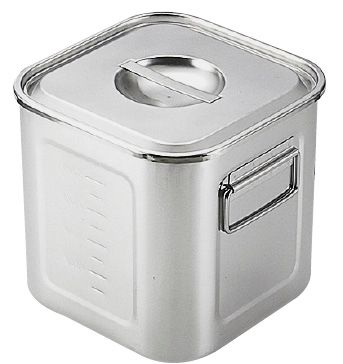 モリブデン深型角キッチンポット 目盛付 21cm 手付