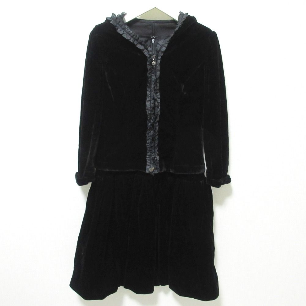 美品 Rene ルネ ベロア アンサンブルリボンワンピース×パーカー  