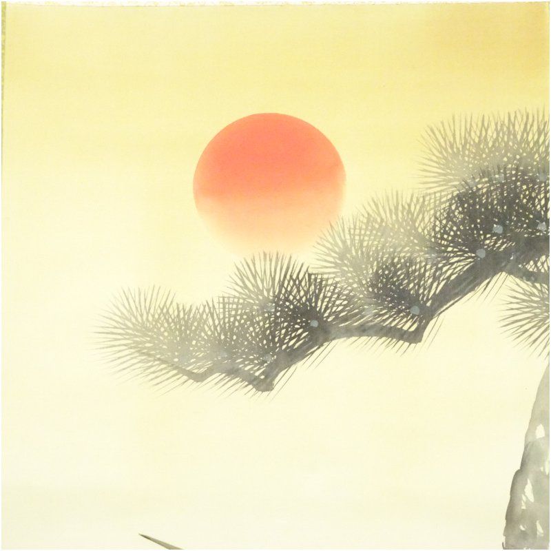 【絹本】肉筆掛け軸花鳥画　細筆画「鶴と松」美術品　絵画　和室　茶室　床の間 絹本】肉筆掛け軸花鳥画 細筆画「鶴と松」美術品 絵画 和室 茶室