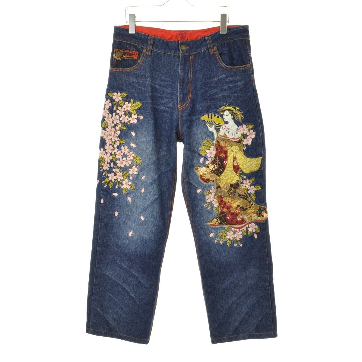 【華鳥風月×流儀】322702 桜花魁おいらん刺繍デニムパンツ