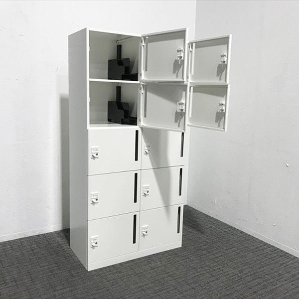 10人用パーソナルロッカー 鍵付き 2列5段 ピクスライン タイプ ダイヤル式 オカムラ ネオホワイト