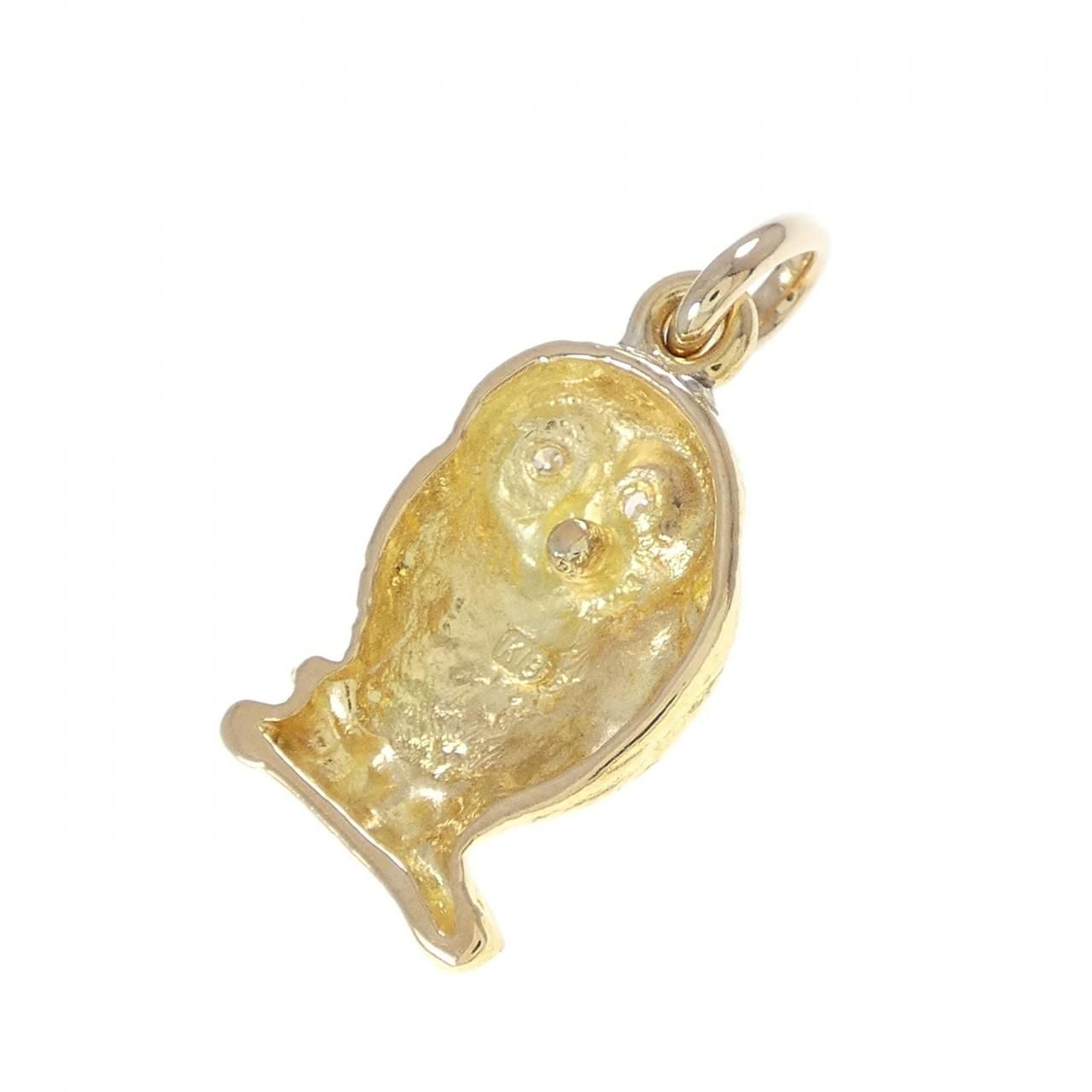 K18YG フクロウ ダイヤモンド ペンダント