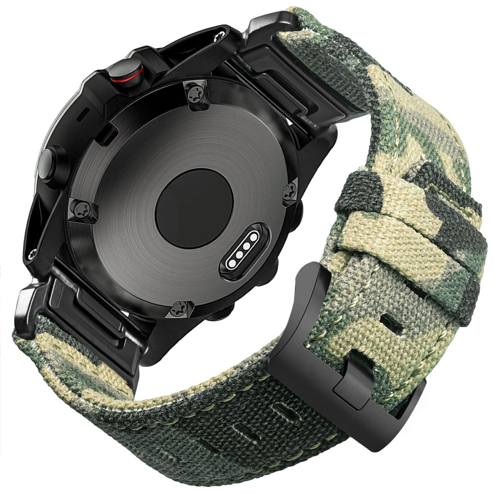 新品 Torbollo ガーミンベルト キャンバスガーミンバンド Fnix/Instinct/Tactix/Vivoactive/Approach/MARQ/Quatix/D2/Forerunner/Enduroシリーズ用 アップグレードされたコネクタ ガー