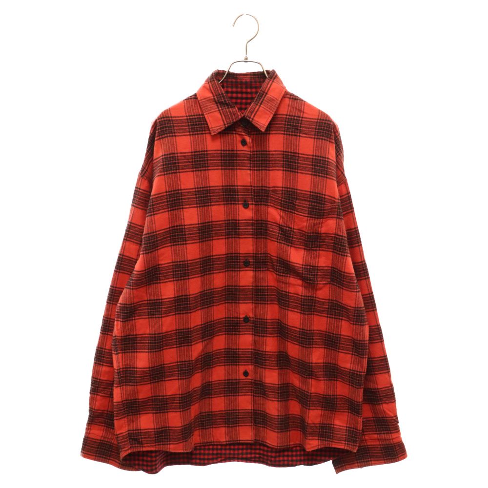 BALENCIAGA (バレンシアガ) 22AW Reversible Check Shirt リバーシブル オーバーサイズ チェック柄 長袖シャツ  レッド 720105 - メルカリ