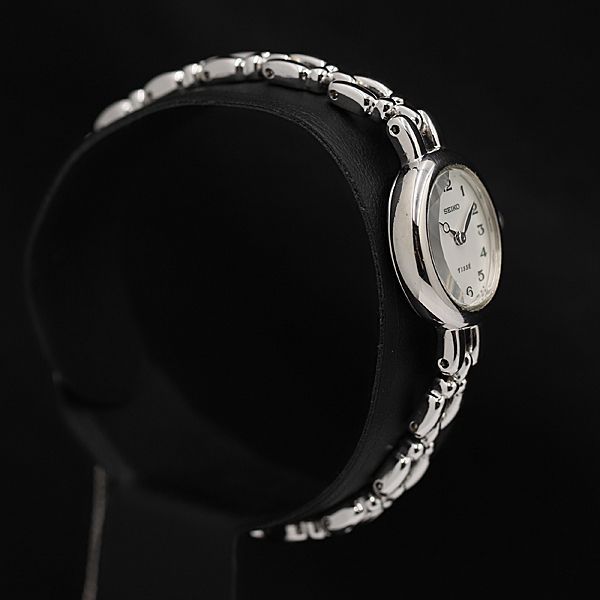 良品 セイコー ティセ 1F20-6880 白文字盤 カットガラス QZ レディース