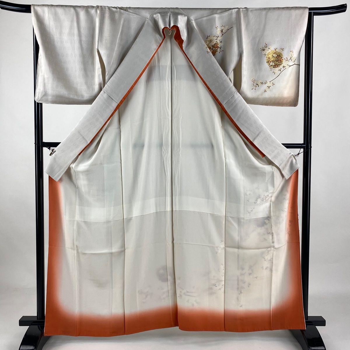 付下げ 身丈163.5cm 裄丈64cm M 袷 雪輪 宝尽くし 金彩 ぼかし 茶色 正絹 名品 中古 付下げ 身丈163.5cm 裄丈66.5cm M 袷 やまと 桜 雪輪 金彩 ぼかし