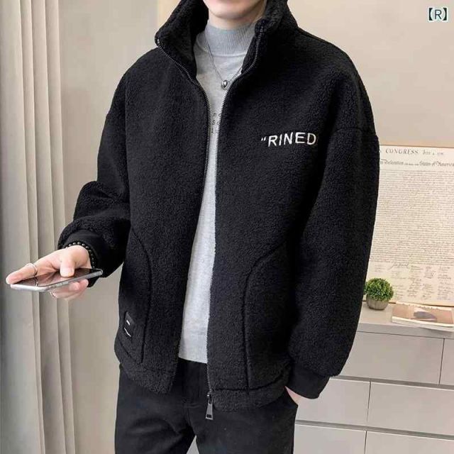 S 秋 冬 コーデ メンズ 用 服 シンプル ファッション オシャレ 大人 かっこいい 大きいサイズ ストリート 紳士服 ラムウール ジャケット アウター ダウン フリース 綿服 KANDAIZUMI_COM