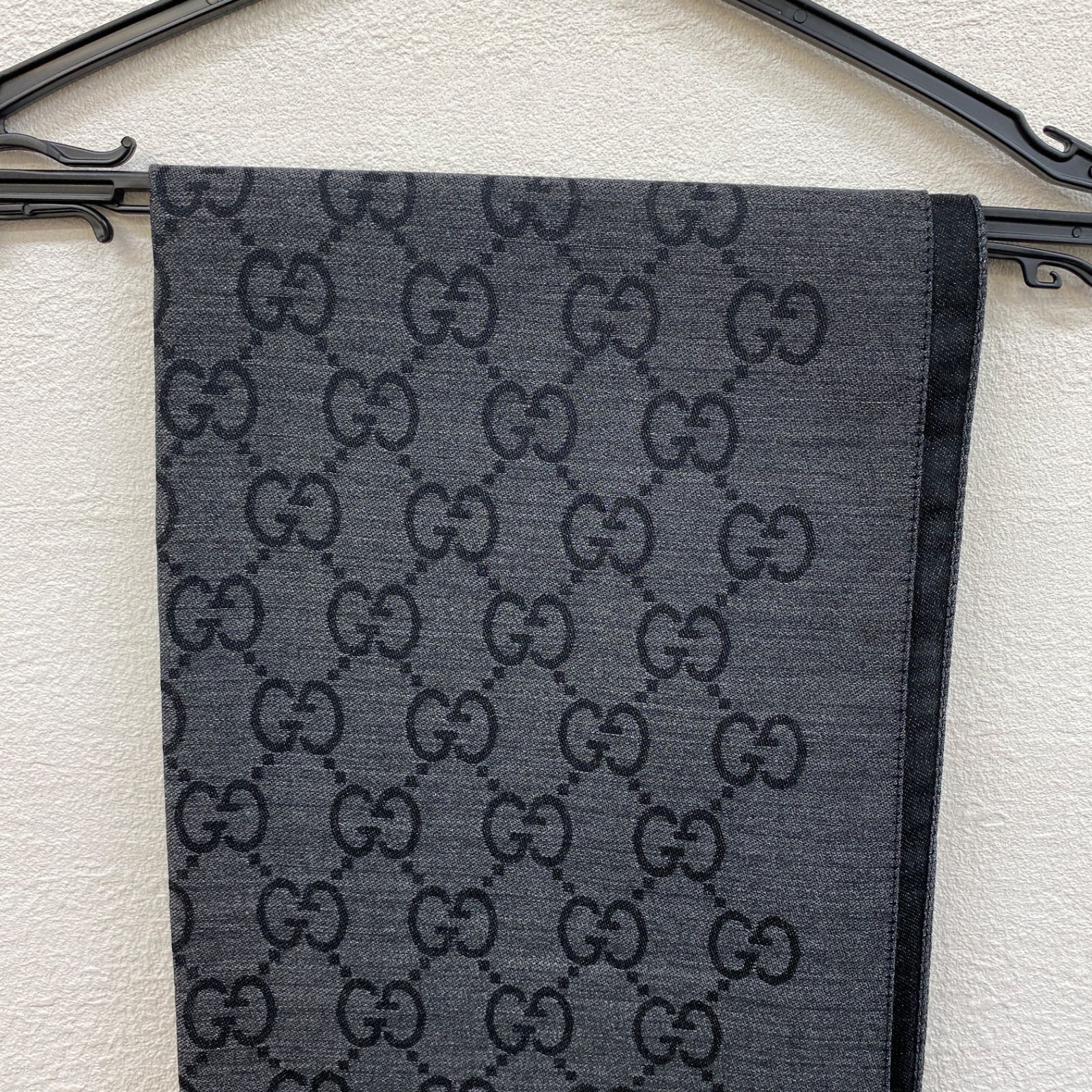 ✨美品✨ GUCCI グッチ GGロゴ マフラー ストール グレー ウール