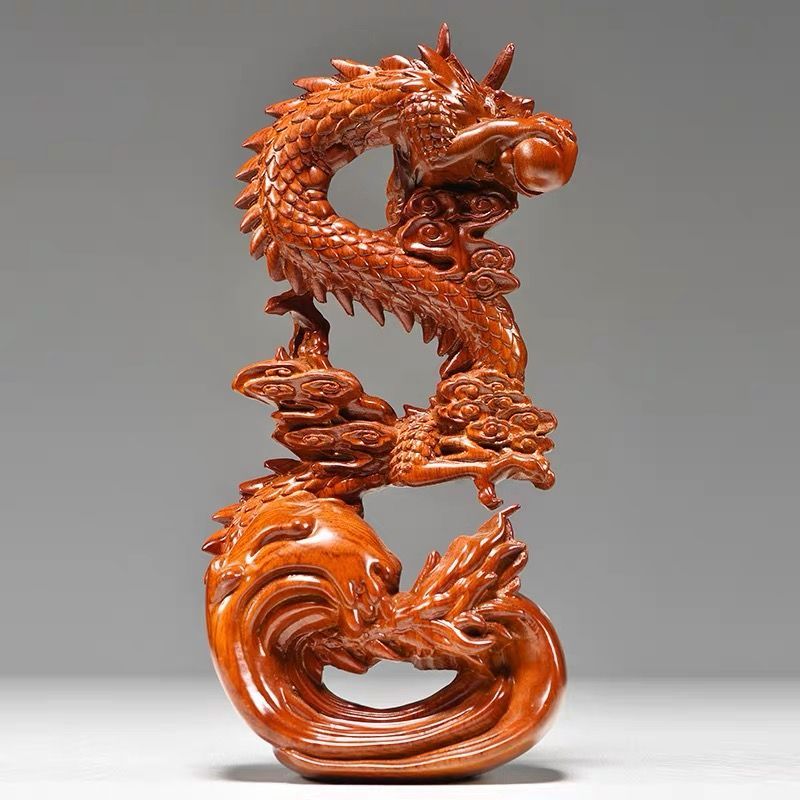 木彫り　龍　彫刻　置物　インテリア　和柄 楽天市場】【総高17cm】木彫り 龍 置物 縁起物 一刀彫 / 素材