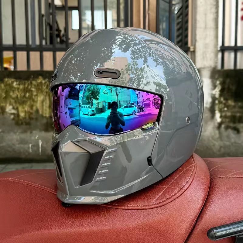 ORZ 多機能ヘルメット レトロオートバイ ヘルメット軽量 フルフェイス