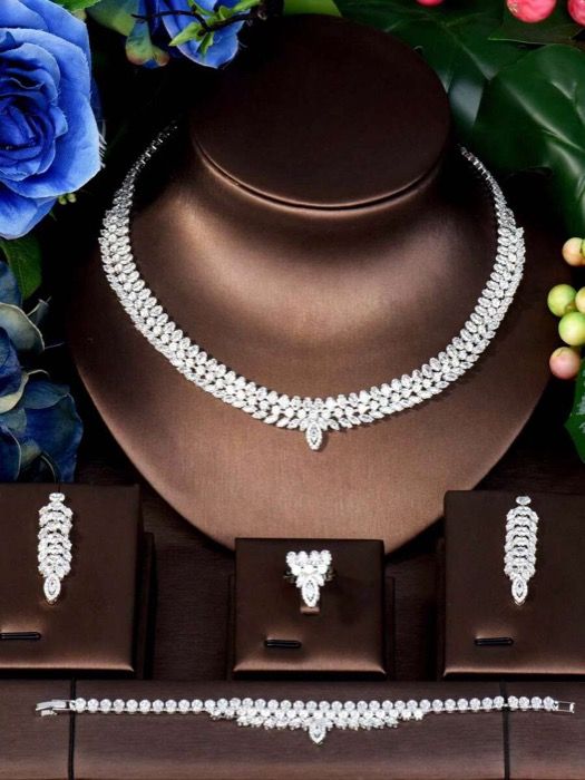 ジュエリー レディース セット 1セット キュービックジルコニア フラワーデコレーション ジュエリーセット 女性への誕生日プレゼントに最適