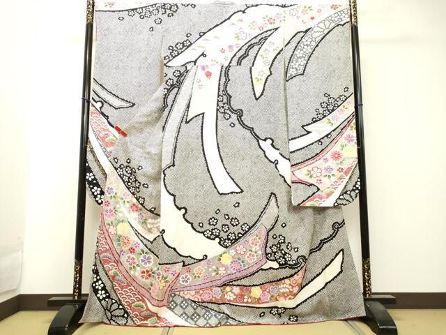 平和屋着物●豪華振袖 束ね熨斗花文 金彩 正絹 DAAS2442tw