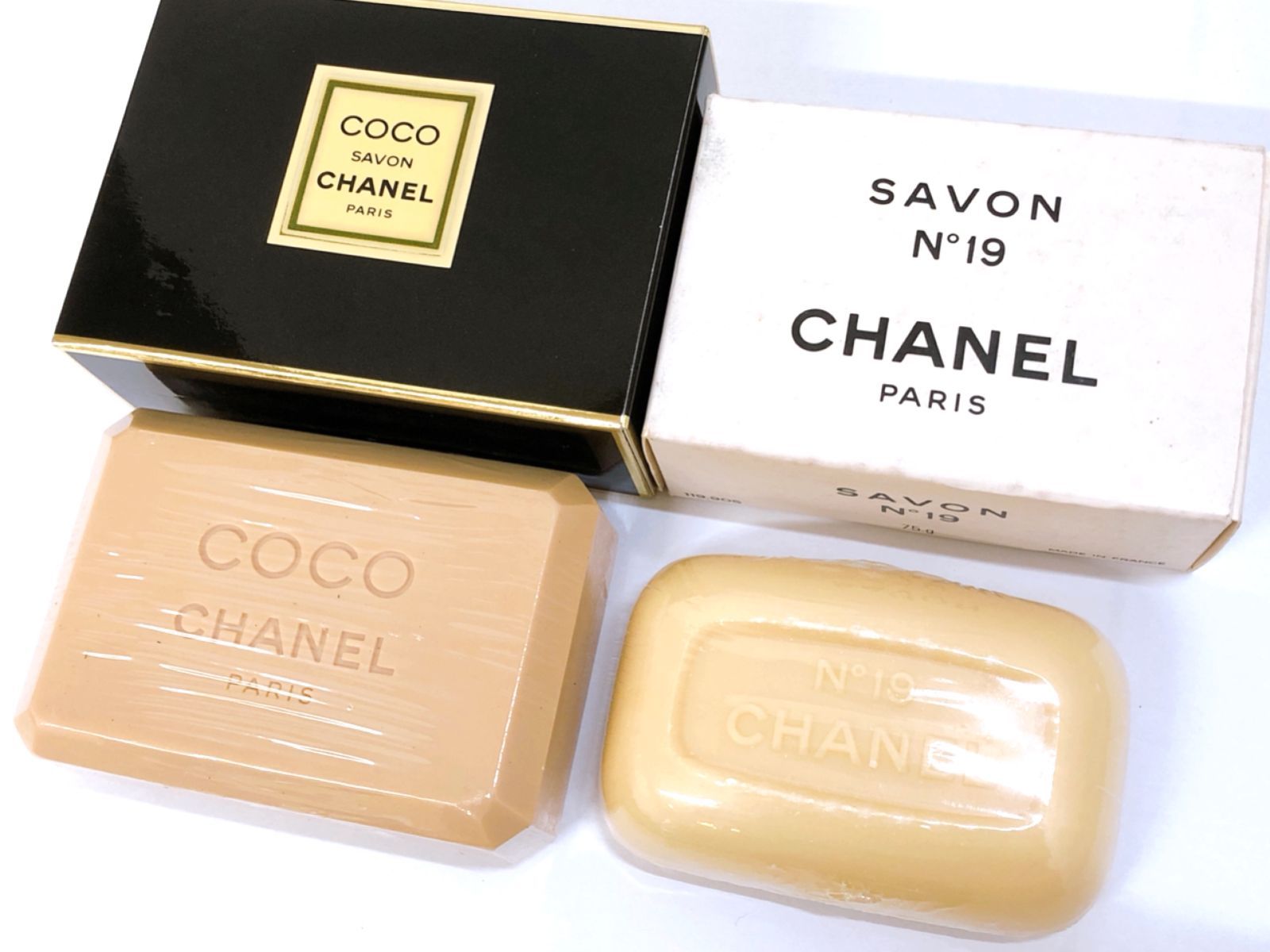 Akemi様専用【326】 シャネル 石けん2個セット ココ サヴォン サヴォ No19 CHANEL COCO SAVON SAVON No.19  フランス コスメ 女性用 レディース ボディケア 箱付き 基礎化粧品 レディースコスメ ブランド石けん - メルカリ