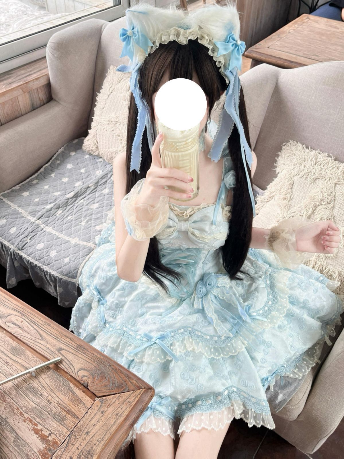 繁花序曲Lolitaバレエ風ロリータファン連衣裙JSKキャミソールブルーケーキプリンセスバースデードレス