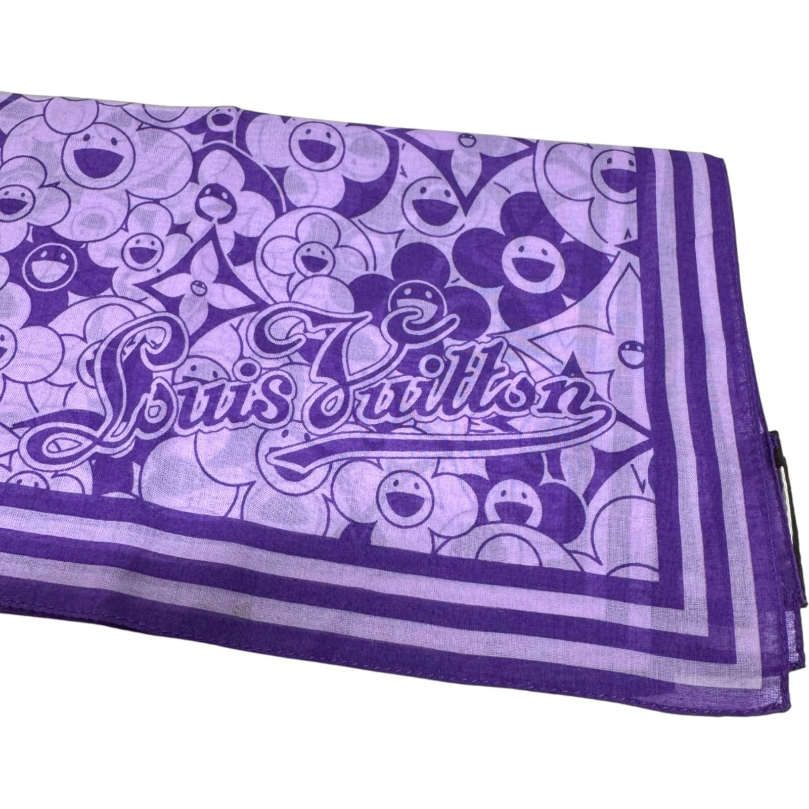 【にこ】ルイヴィトン　ハンカチ　村上隆 Used 美品】ルイヴィトン LOUIS VUITTON×村上隆 コラボ ハンカチ