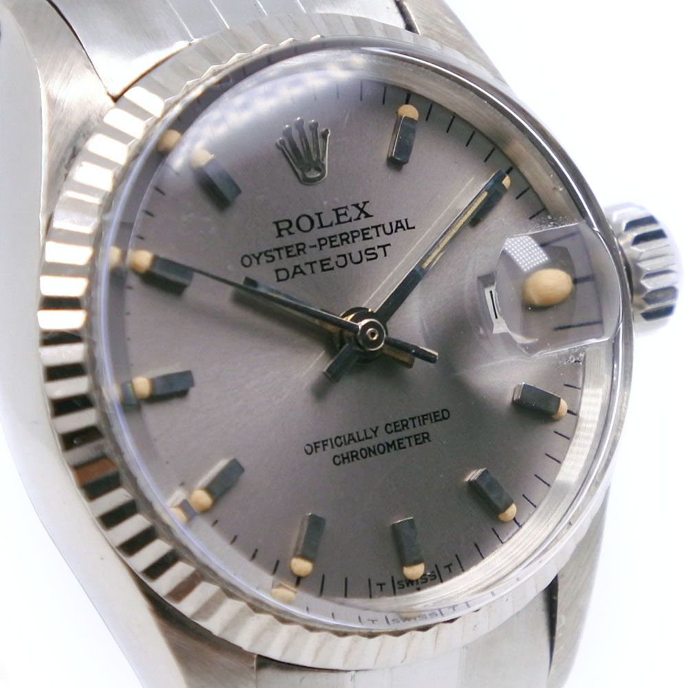 ROLEX】ロレックス デイトジャスト オイスターパーペチュアル cal.1161 アンティーク 6517/9  K18ホワイトゴールド×ステンレススチール 自動巻き アナログ表示 レディース グレー文字盤 腕時計 - メルカリ