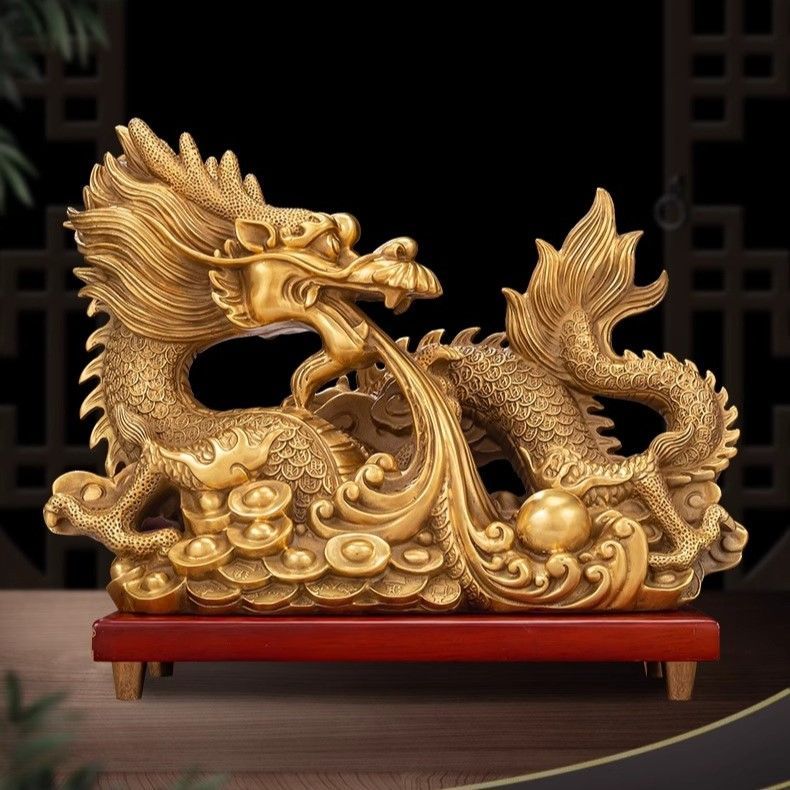 龍 竜 ドラゴン 銅製 金の玉 置物 オブジェ 縁起物 干支 開運 風水 龍