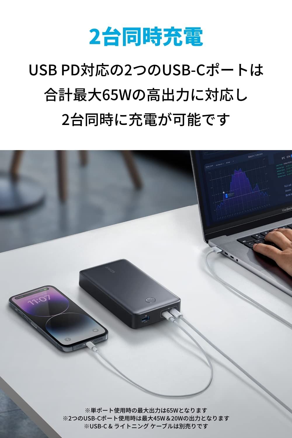 Anker 537 Power Bank PowerCore 24000 65W モバイルバッテリー 65W 24000mAh 大容量 PSE認証済|PowerIQ 3.0 Gen2 搭載|USB PD対応 iPhone 16 | 15 | 14