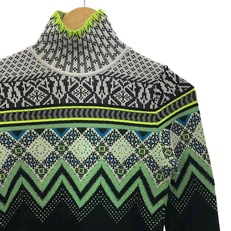 【美品】  Mame Kurogouchi / マメクロゴウチ | Fair Isle High Neck Knitted Top ハイネックニット | 2 | ブラック | レディース Mame Kurogouchi(マメ) Fair Isle High Neck Knitted Top NAVY