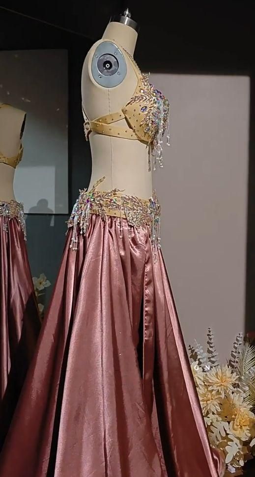 ベリーダンス衣装 セットアップ ブラスカート 豪華 色変更可