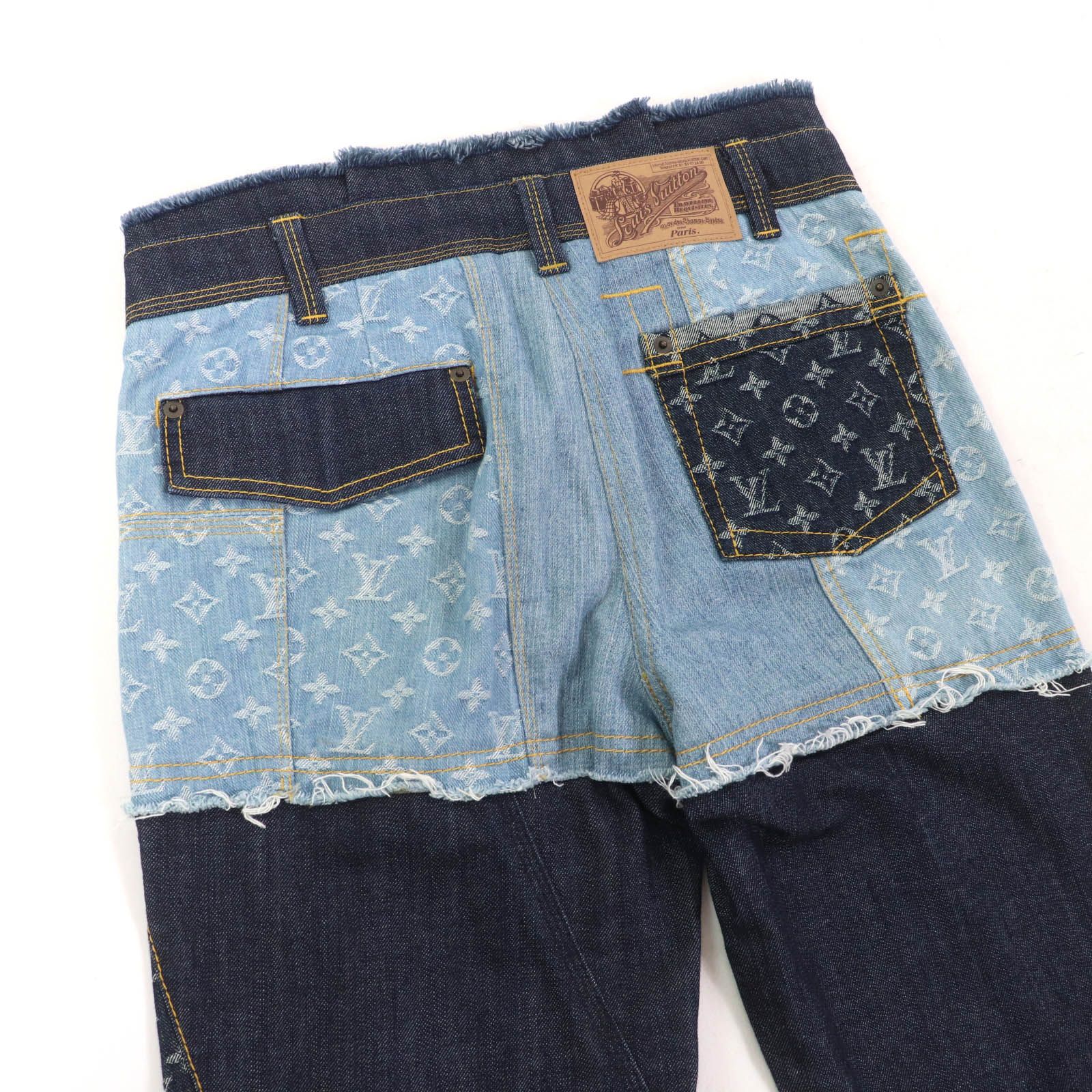 極美品⭐️ LOUIS VUITTON パッチワーク デニムパンツ ジーンズ 38 極美品☆LOUIS VUITTON ルイヴィトン 07SS 希少 ロゴボタン付