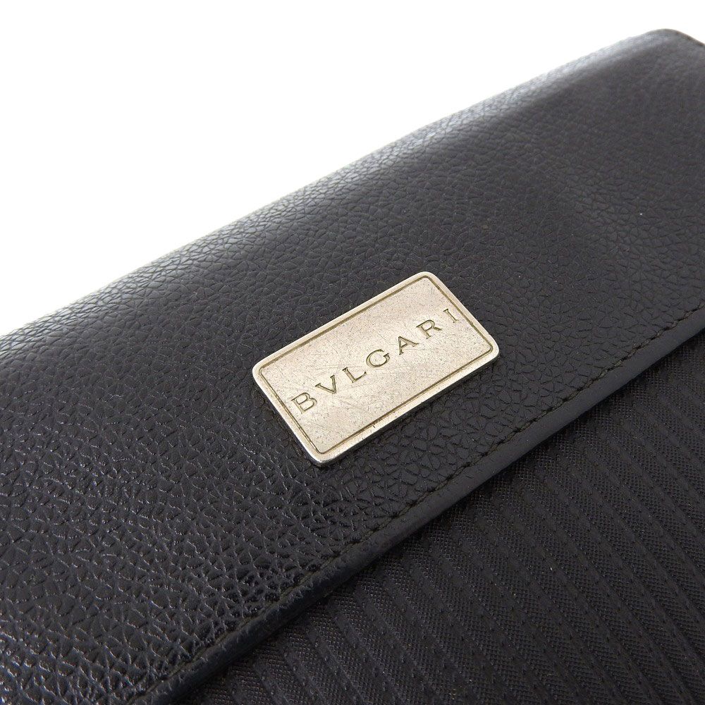 【本物保証】 ブルガリ BVLGARI ロゴ ミレ リゲ ダブルホック付 長財布 レザー 黒 25556 本物保証】 ブルガリ BVLGARI ロゴ ミレ リゲ ダブルホック付 長財布
