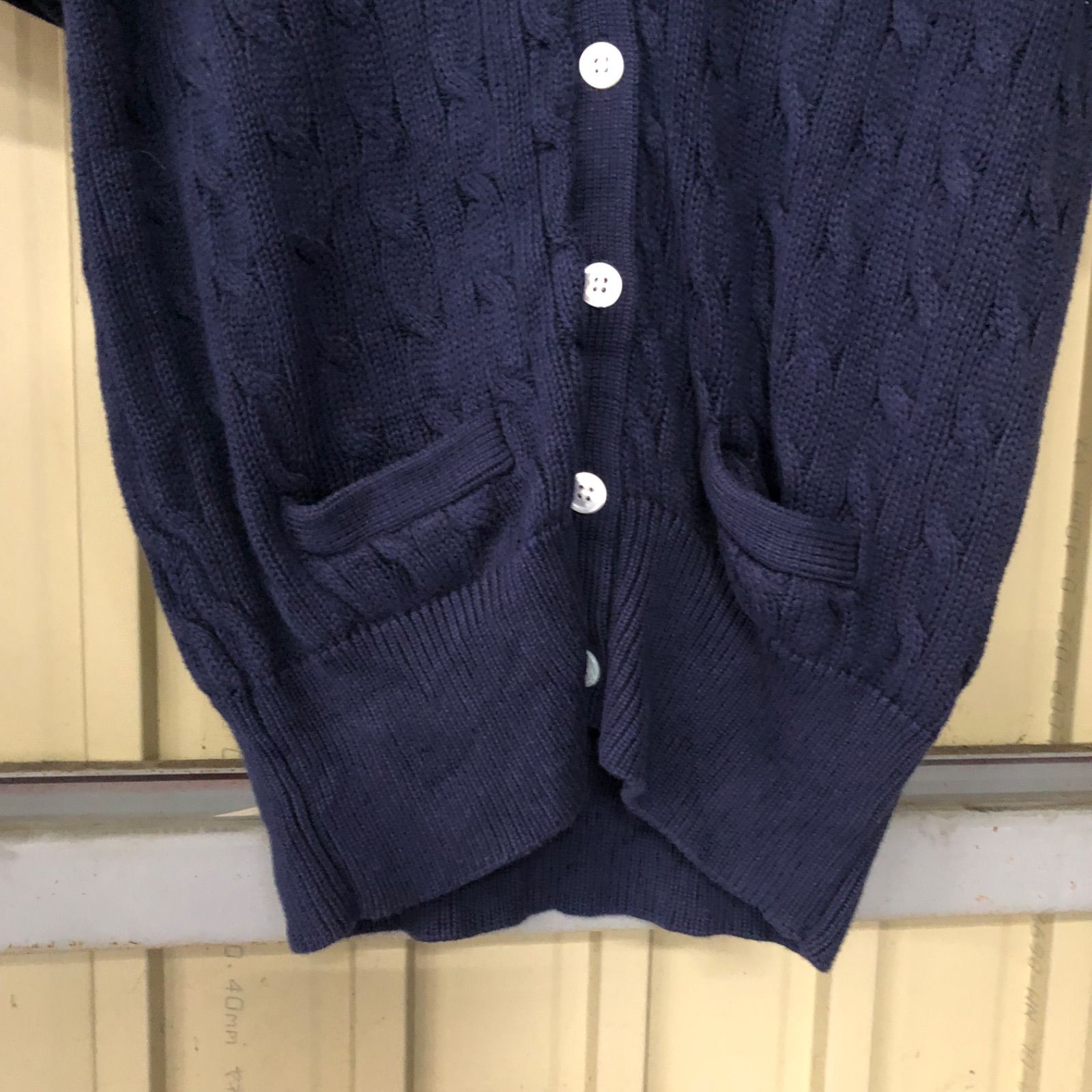 289 Ralph Lauren ケーブルニット 半袖カーディガン レディース L