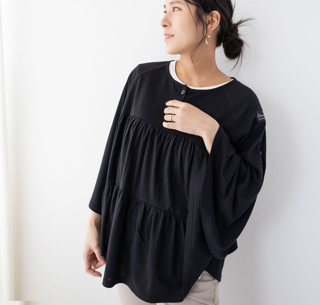 DORACO 授乳ケープ ポンチョ 助産師が考案 UVカット 360度安心 授乳カバー 授乳服 授乳ストール 出産祝い ギフト ブランド FIRST ドラコ ファースト ティアードブラック