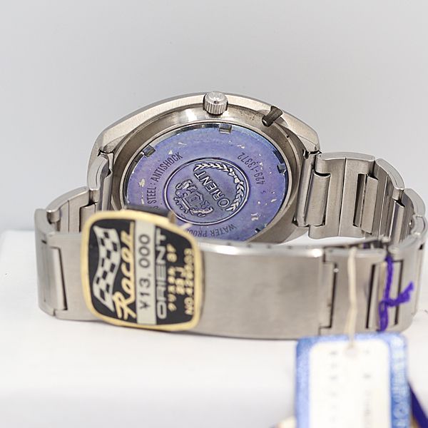 デッドストック級 稼働 未使用品 オリエント 429-13372 レーサー デイデイト シルバー文字盤 AT メンズ腕時計 OGH 245ABC0224000