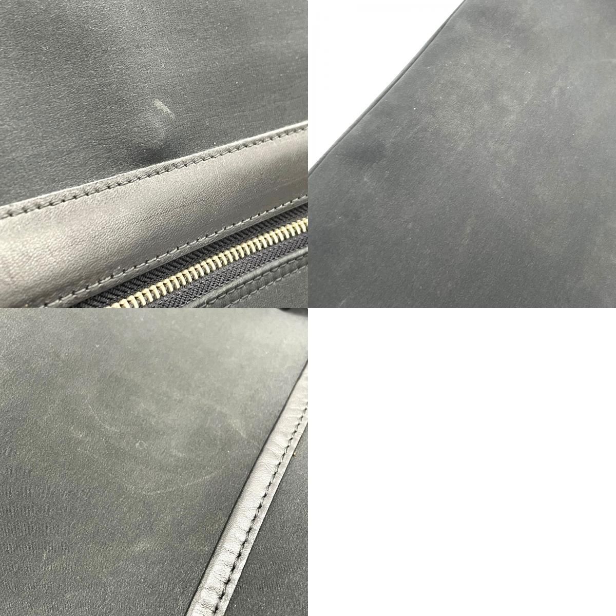 【即日発送】 イヴサンローラン YVES SAINT LAURENT ビジネスバッグ ブリーフケース ショルダーバッグ 肩掛け 2WAY 黒 ブラック ナイロン×レザー ショルダー付 ブリーフケース YSL B ピカピカの