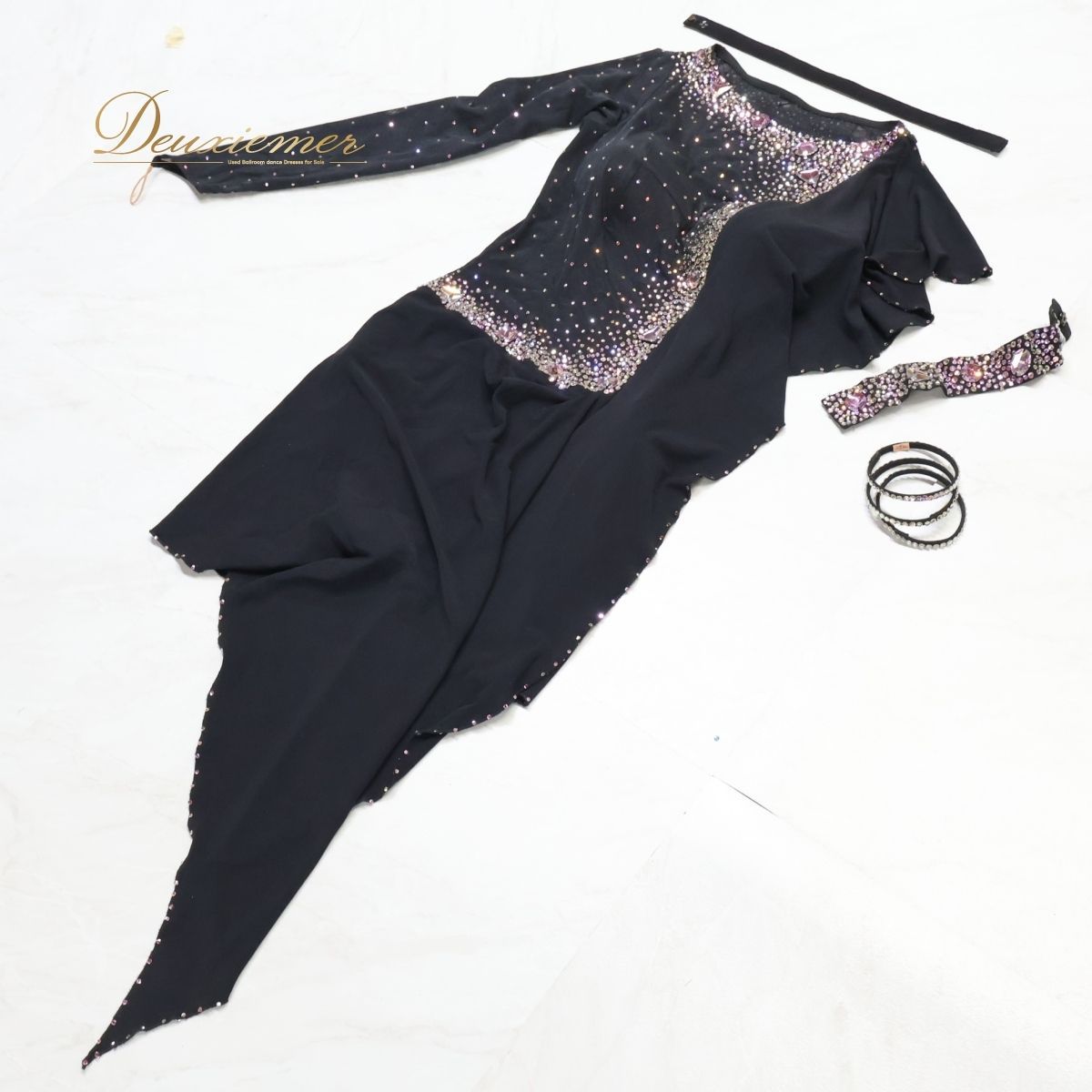 品質保証、最安値に挑戦！ イングランド製 社交ダンス衣装 ブラック ラテン ドレス ワンピース 黒 レース 軽い ダンス用 デモ 競技用 ピンク パーティ