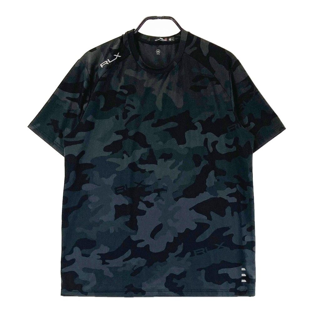 サイズ：M RLX ラルフローレン  半袖 Tシャツ カモフラ柄 ブラック系 [240101414514] ゴルフウェア メンズ ストスト サイズ：M RLX ラルフローレン 半袖 Tシャツ カモフラ柄