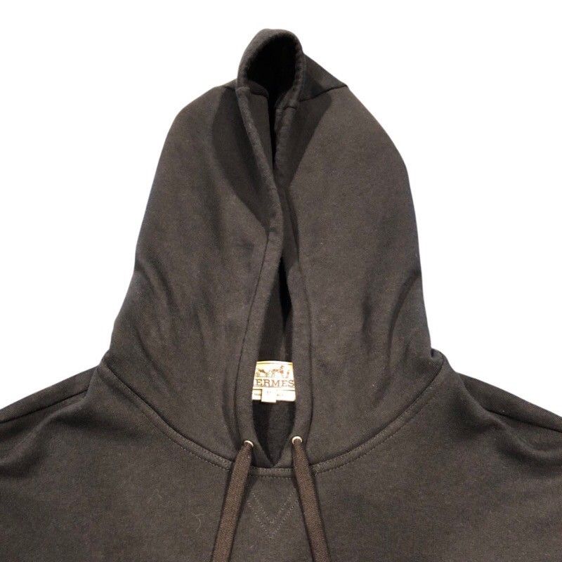 エルメス HERMES レザーパッチスウェットパーカー コットン