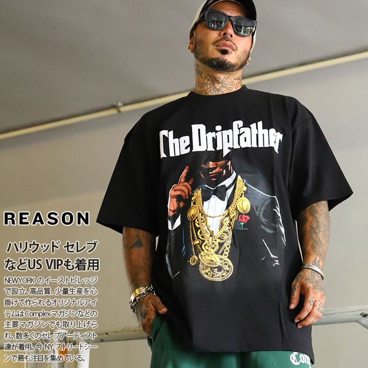 REASON Tシャツ 半袖 メンズ 春夏用 黒 大きいサイズ リーズン