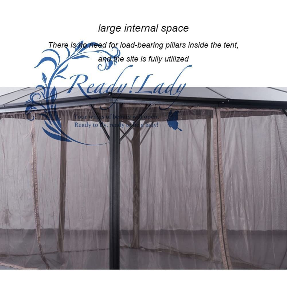 3x4m屋外ガゼボアルミ製ガゼボハードトップ 芝生と庭用