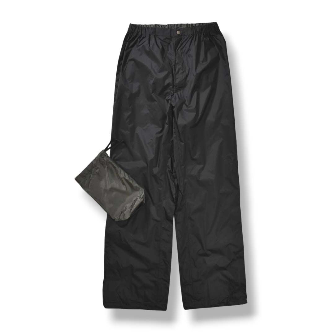 フォックスファイヤー FOXFIRE ナイロン レイン パンツ ジップアップ パッカブル 収納袋 付属 M ブラック アウトドア ウェア トレッキング クライミング タウンユース レジャー メンズ