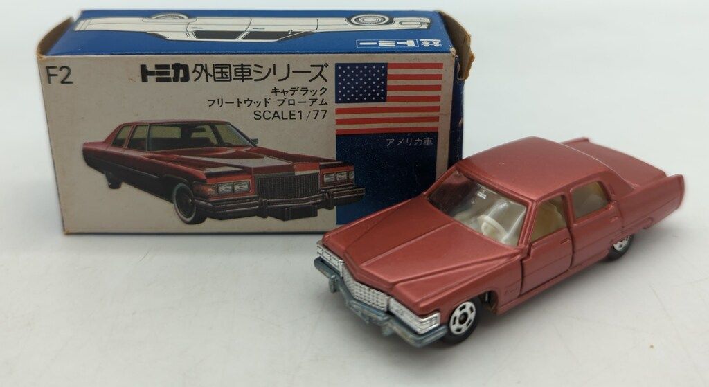 日本製☆トミカ 青箱　F2-1 キャデラックフリードウッドブローアム ミニカーショップ ケンボックス トミカ 青箱☆F2-1-1