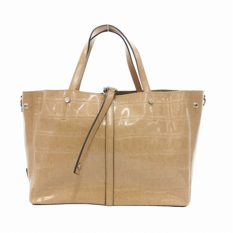 バルコス BARCOS 美品 2way ハンドバッグ ショルダー 型押し エナメル  