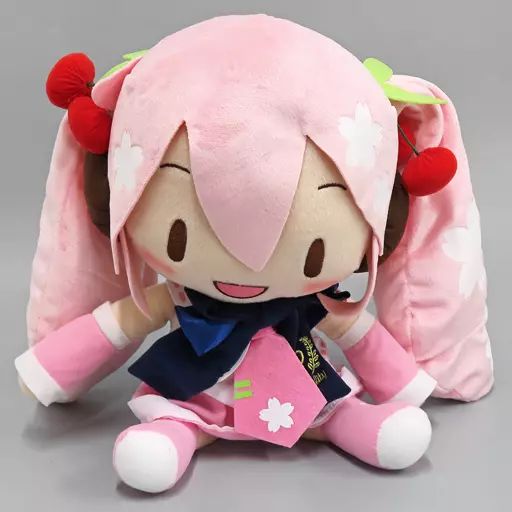 新品　初音ミクシリーズ　寝そべり　スペシャルぬいぐるみ“桜ミク”　（口あけ笑顔） 桜ミク(きょとん) 寝そべりスペシャルぬいぐるみ“桜ミク” 「初音