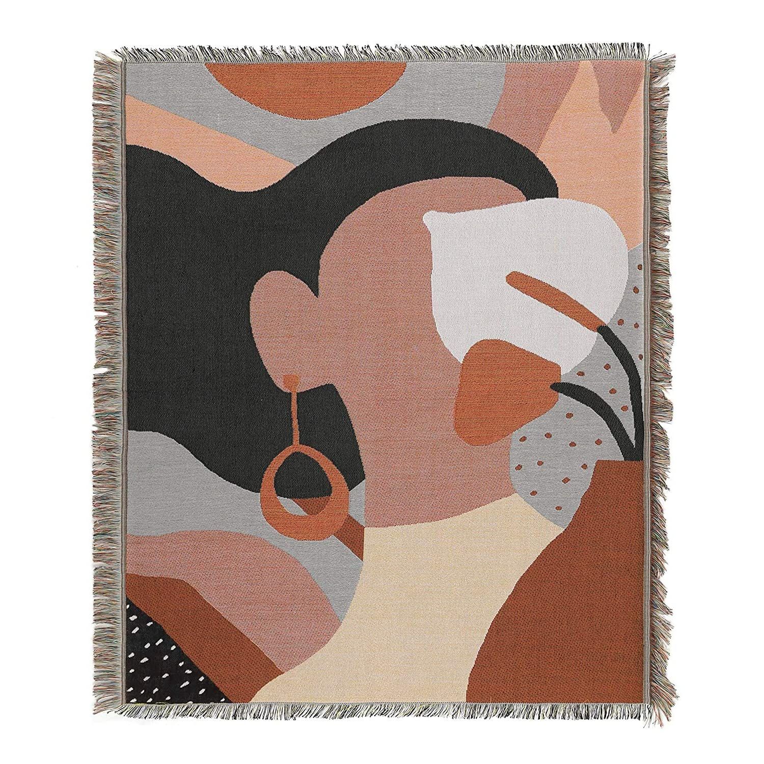 Slowdown Studioマルチカバー 正規購入品 マルチカバー， 北欧， ，レトロ， ひざ掛け，フリンジ付き