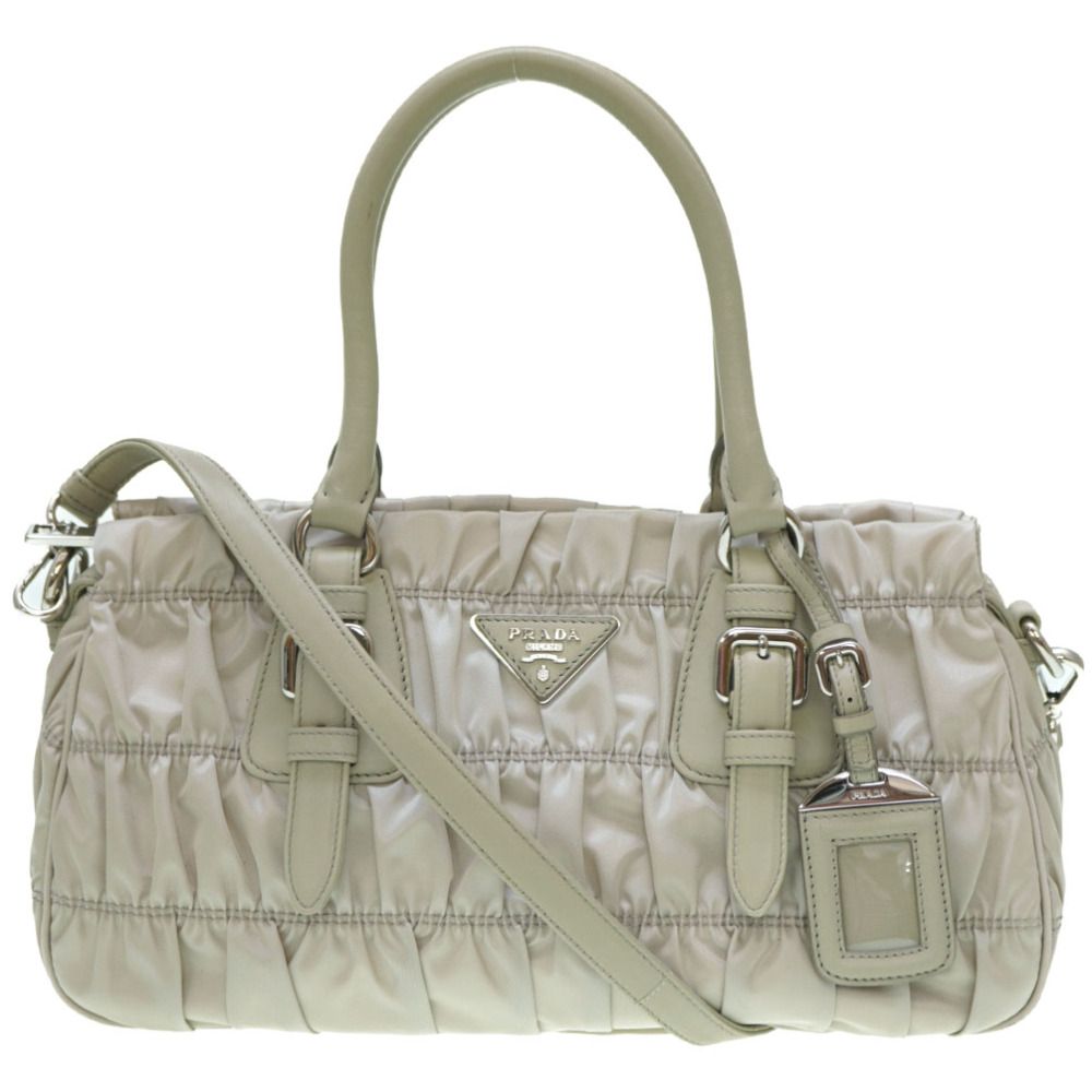 美品 プラダ ギャザー ナイロン BN2869 2WAY ショルダー トートバッグ 