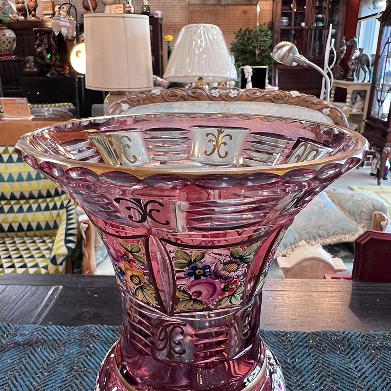 □アンティーク murano ムラーノガラス 花瓶□イタリア ベネチアン