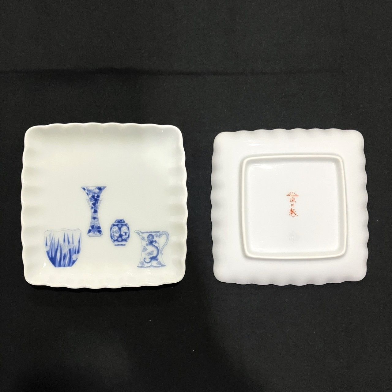 FUKAGAWA PORCELAIN 深川製磁 皿 角皿 ブルーチャイナ つぼ