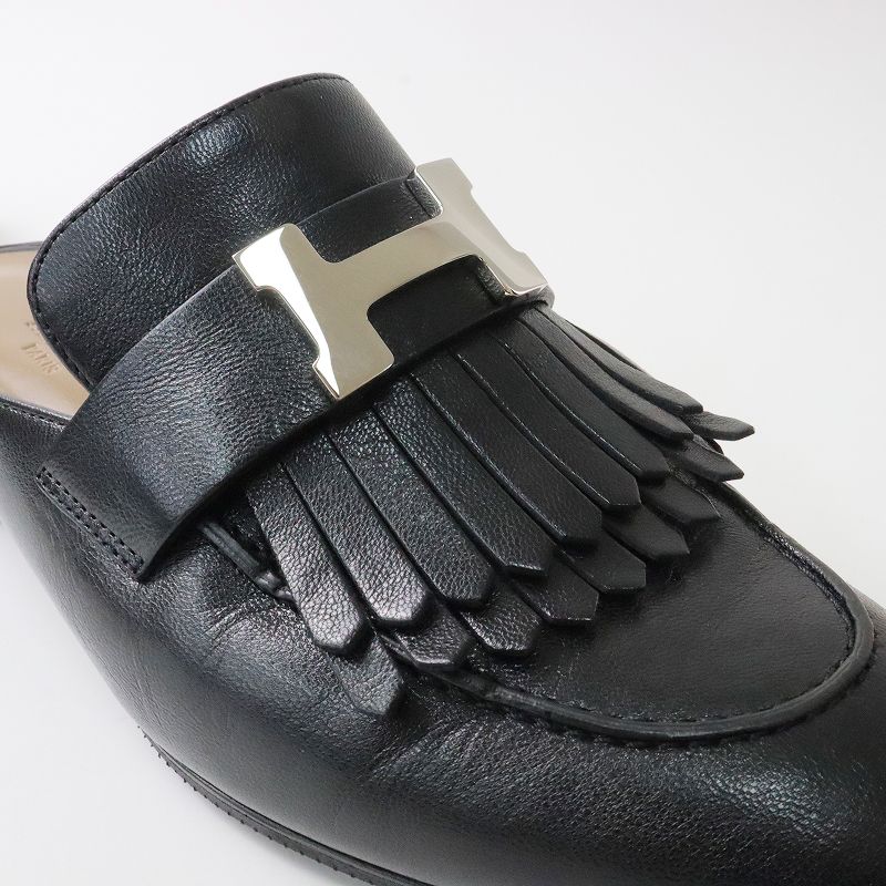 激安！中古HERMES エルメス リヴォリ ローファー ミュール Hロゴ 38黒 激安！中古HERMES エルメス リヴォリ ローファー ミュール Hロゴ